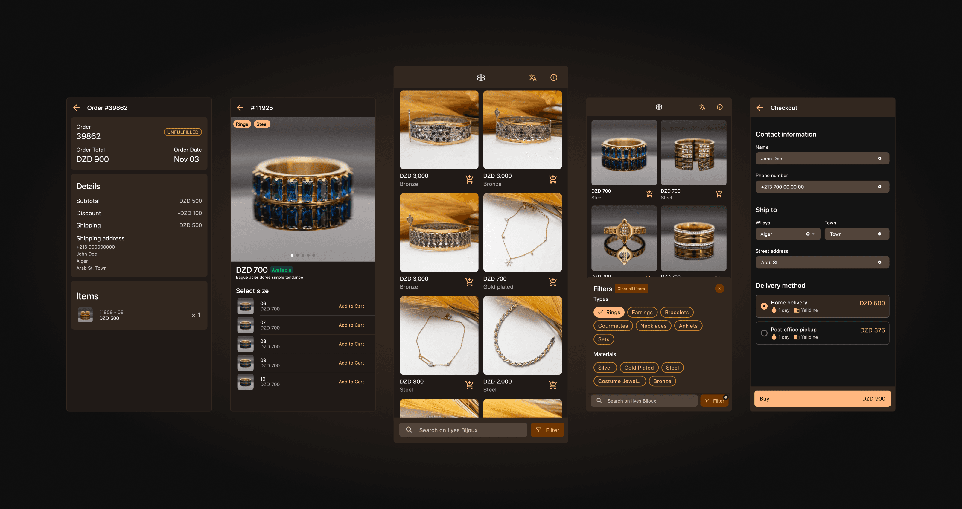 Ilyes Bijoux app UI